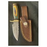 Damascus steel fixed blade knife