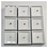 9 yellow zircon gemstones 0.60ct avg, 5mm each