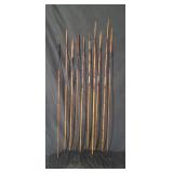 Group of ten vintage native wood spears