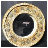 Vintage studio ceramic thick round mirror