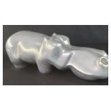 Vintage cast aluminum David Parkin hippo sculpture