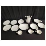 Group of hall craft bowls, pitcher with unmarked