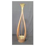 Mid century modern teak and brass table lamp