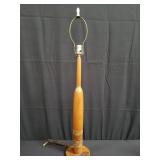 Mid-century modern wood and cork table lamp