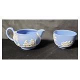 Wedgwood blue/white creamer & sugar bowl