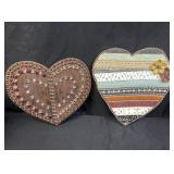 Group of wood mixed media heart wall art