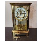 Antique Ansonia crystal regulator, porcelain dial