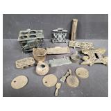 Vintage cast iron miniature stove and a