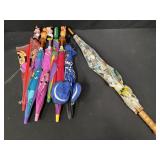 Group of vintage kids umbrellas Disney, etc