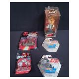Group of Star Wars hot wheels, topps, and bobble
