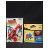 Vintage Superman stamp collectibles and Marvel