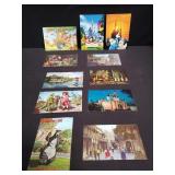 Group of vintage Disneyland postcards