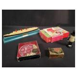 Group of Disney ash tray, travel kit, queen m