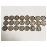 23 Mercury silver dimes 1934-1945