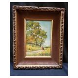Signed vintage oil painting on board