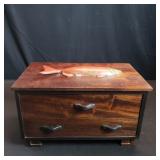 Vintage signed walnut jewelry chest