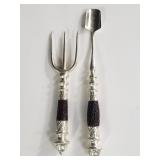 Silver plate serving fork and spoon