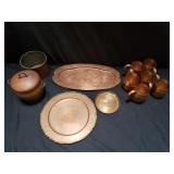 Group of copper tray, mug, etc