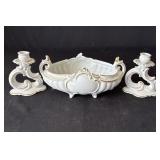 German Bavaria porcelain bowl and candleholders