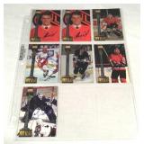 7 autographed hockey cards, hand signed in ink