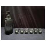 Mid-century modern decanter with shot glasses