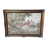 Vintage framed French-style tapestry
