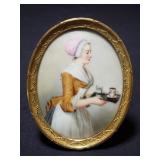 Vintage small hand painted porcelain plaque
