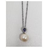 Sterling silver necklace with pearl and quartz