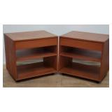 Pair of Mid-century teak side tables on casters