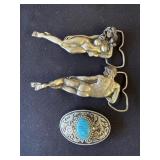 Lot of 3 vintage metal belt buckles