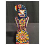 Vintage handmade Huichol beaded folk art parrot