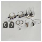 5 pairs of silver earrings