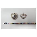 Group of silver toned jewelry, two heart p
