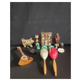 Group of mid-century wood and pottery items