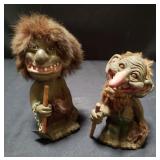 Pair of vintage troll bobble heads