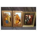 Group of hand painted glazed tile plaques