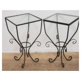 Pair of vintage wrought iron side tables with