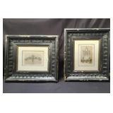 Pair of vintage interior design engravings