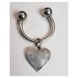 Sterling silver heart shape keyring