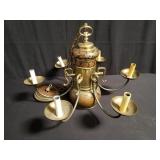 Vintage brass cloisonne enamel 6 arm chandelier