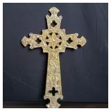 Vintage Celtic style cast iron cross wall