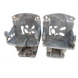 Pair of vintage African-style carved wood chairs