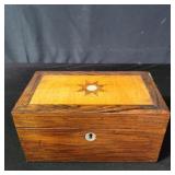 Antique walnut trinket box with mother-of-pearl