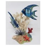 Hand painted angelfish coral sculpture