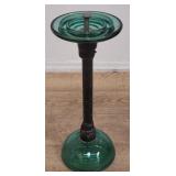 Vintage glass and iron smoke stand