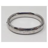 Sterling silver engraved and hinged bangle