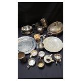 Group of silver plated, trays, bowls, cups, g