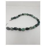 Jadeite bead necklace with sterling silver clasp