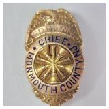 10k gold Fire Chief badge, Monmouth County, N.J.