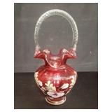Hand painted Fenton ruffled edge "The Glass